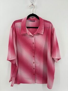 MASSIVE $10 Pink Ombré Penningtons Button Up Blouse Spring Casual Outdoor Summer